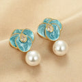 Niche Exquisite Pearl Flower Rhinestone Earring Fashionable Luxurious Natural Jewelry Earring