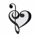 1.8 Inch Wide Embroidered White Music Patches Felt Iron-On Style for Jackets & Clothing