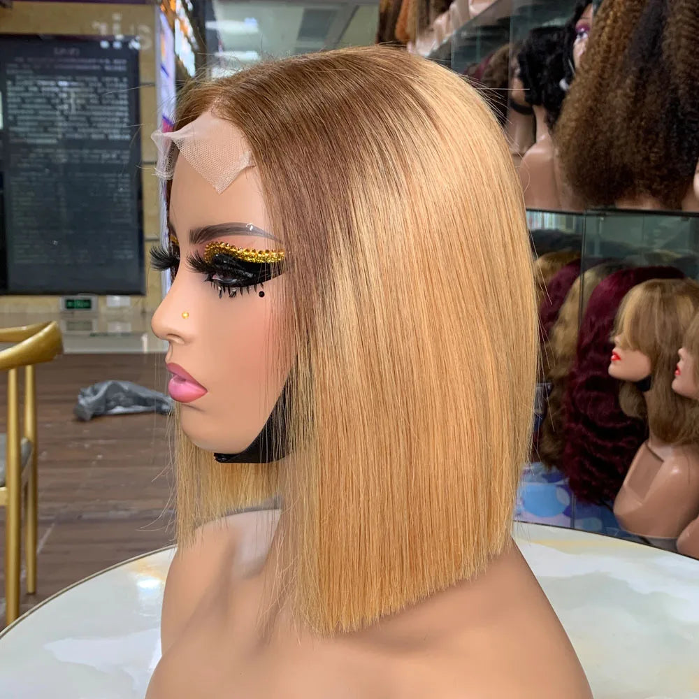 Adjustable Straps and Combs for Secure Hold Bone Straight Super Double Drawn 4 by 4 Hair Wigs 8 Inch Natural Look