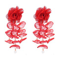 Bohemian Style Bright Exaggerated Lace Pearl Flower Bridal Earrings Women's Jewelry Gifts