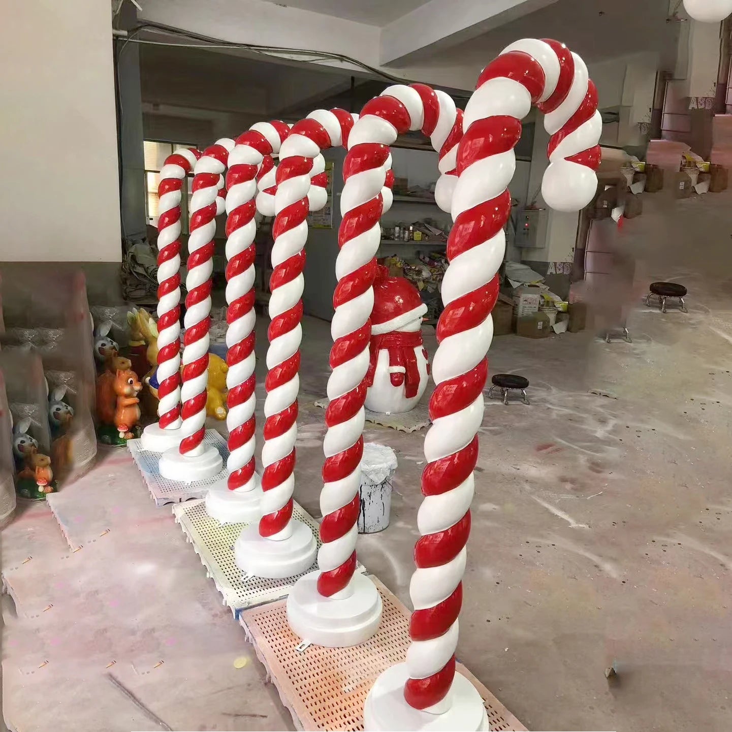 Christmas Store Displays Life Size Christmas Fiberglass Candy Candy Cane Props Sculpture Decor Can Be Customized
