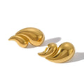 Fashion Vintage Stainless Steel 18K Gold Plated Asymmetric Heart Peach Stud Earrings New Statement Waterproof Jewelry
