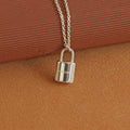 Engraved Statement Necklace Silver Padlock Necklace Stainless Steel Lock Pendant Necklace for Women