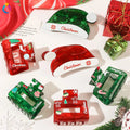Qiyue   Christmas Hat Hair Claw Red Green Elk Gingerbread Man Clip