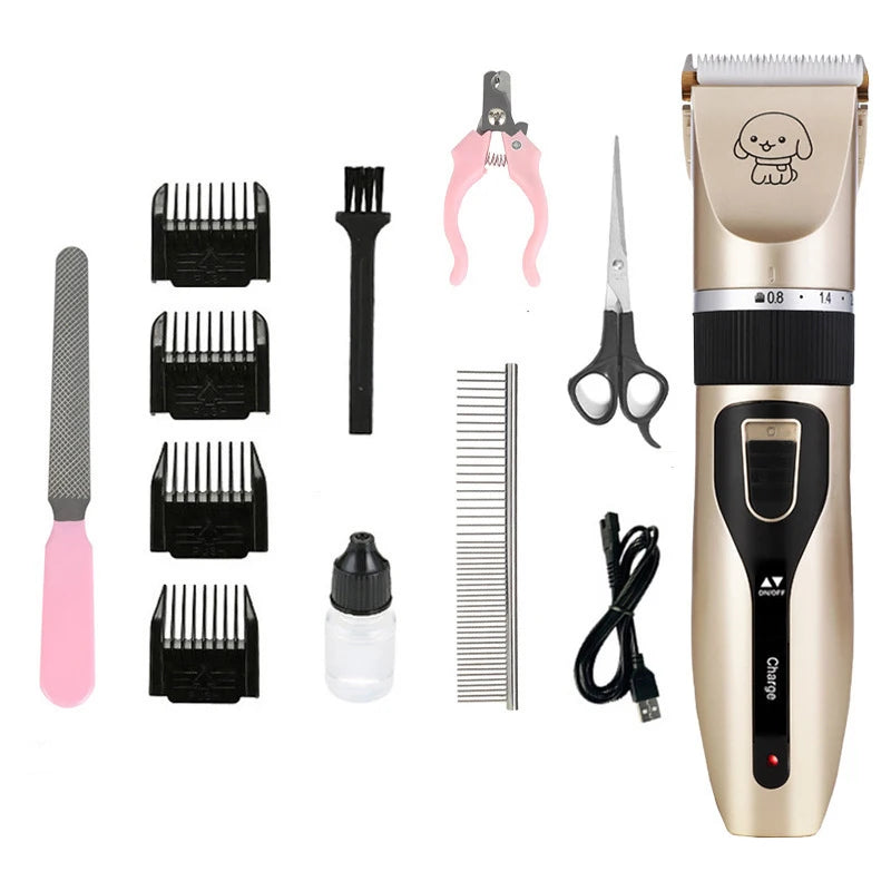 Professional Hair Clipper Trimmer Grooming Remover Pet Shaver Set with Comb for Dogs