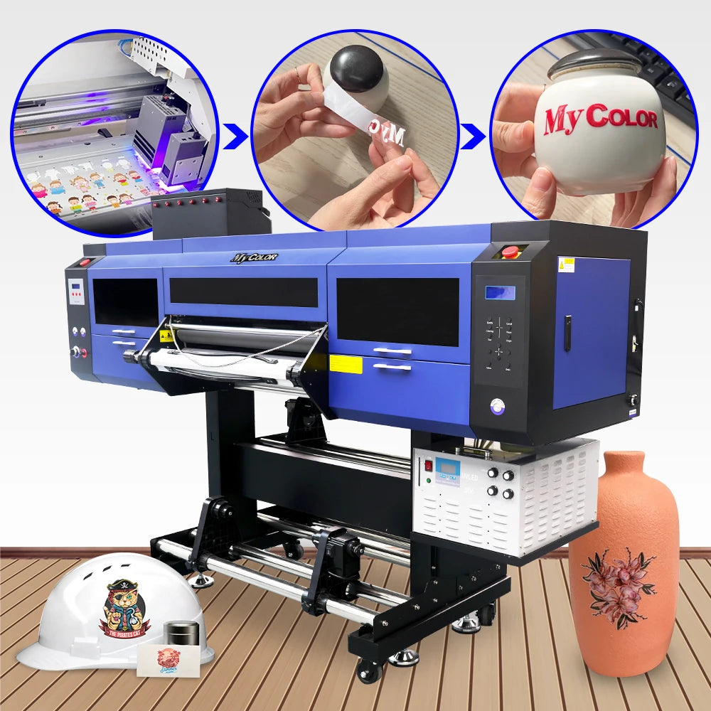 UV DTF Printer With Laminator Multifunction Phone Case Bottle AB LED UV Flatbed DTF Transfer Film Sticker Printer 60cm