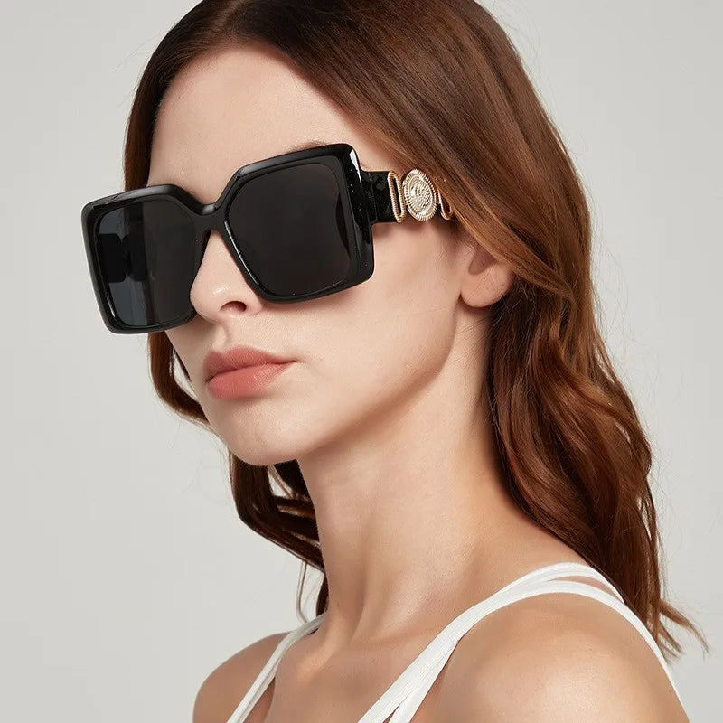Custom Logo Luxury Vintage Oversized Sun Glasses for Female UV400 Women Square Big Frame Sunglasses Women