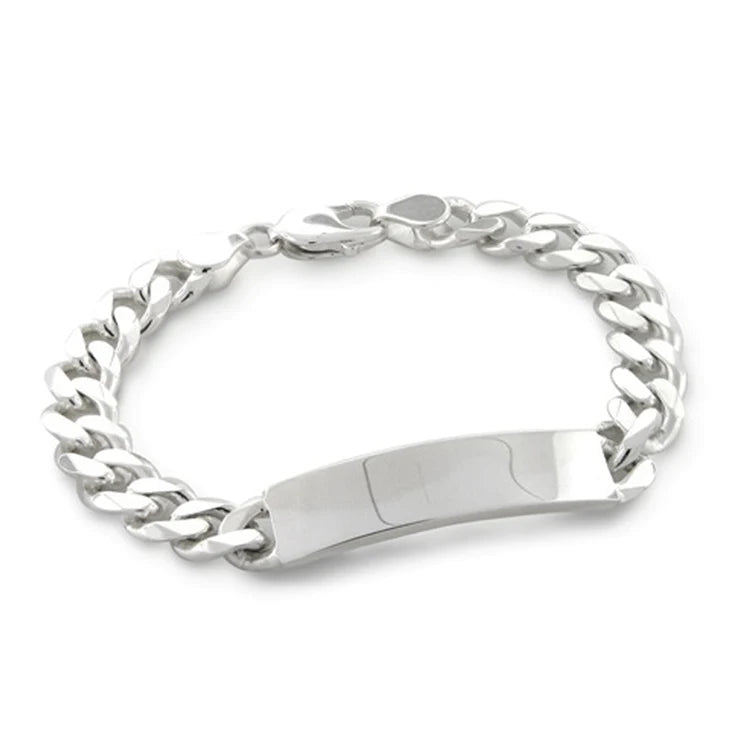 925 Sterling Silver Mens Chain Bracelet Chunky Link Chain Bar Bracelets Bangle