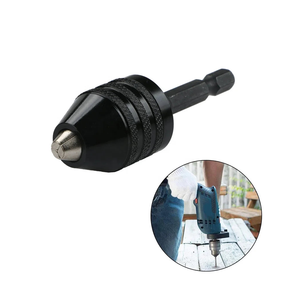Universal 0.3 - 8mm 1/4 Inch Hex Shank Keyless Drill Aluminum Chuck Quick Change Adapte Drill Screwdriver Impact Driver Adaptor