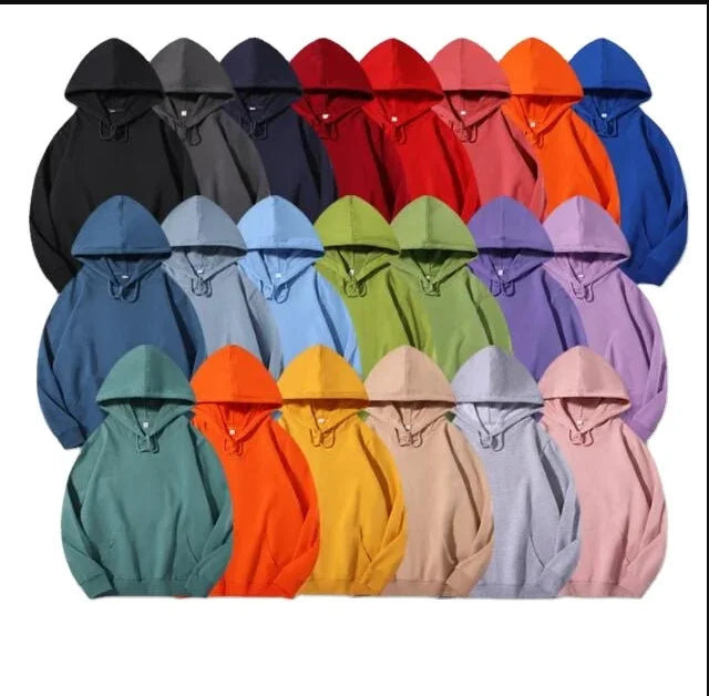 logo Custom Solid Color Blank Sweater Brand Couple Wear Multi-color Fleece Pullover Hooded Sweater Men