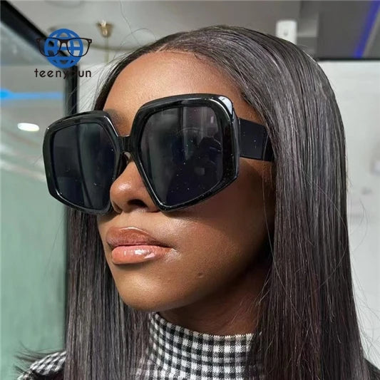 Teenyoun Stylish Irregular Designer Luxury Oversized Retro Women's Shaped Sunglasses 2023 New Gradient Large Frame for Men