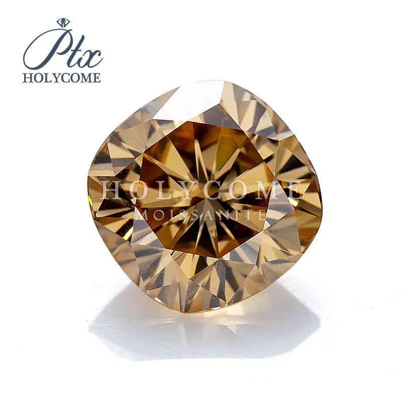 4x4-10x10mm Wholesale Synthetic Moisssanite Diamond Cushion Cut Dark Champagne Color VVS1 Certifictaed Engraved Number