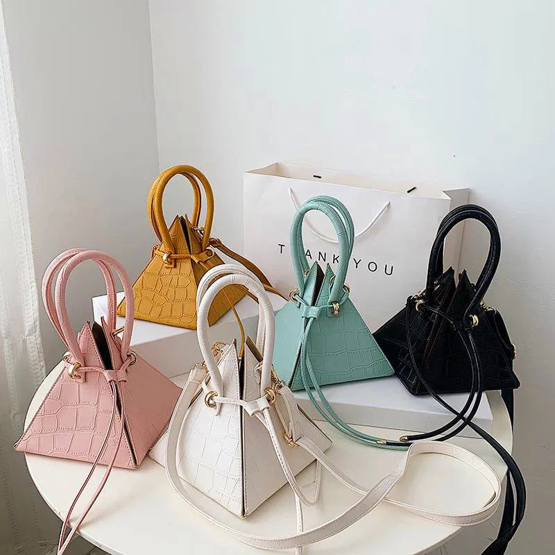 Unique Design Vegan Stone Pattern Ladies Crossbody Shoulder Bags Ladies Hand Bag Triangle Shaped Handbags for Women 2025