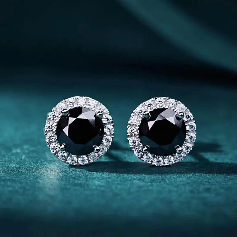 High Quality Round Solitaire 0.8ct Vvs Black Real Moissanite Stud Earrings S925 Sterling Silver Ear Jewelry Women Men