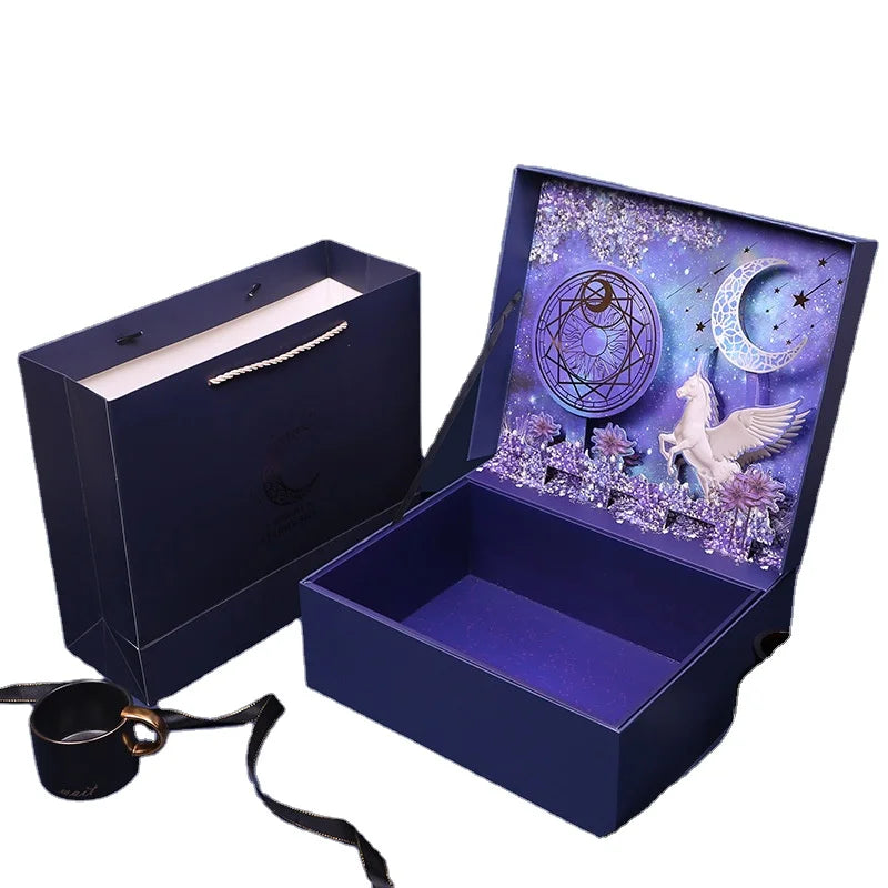 Creative Design Gift Box for Cosmetic Chocolate Mooncake Custom Logo Luxury Packaging Box 3D Box With Handle