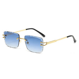 Rimless Sunglasses Rectangle Fashion Popular Women Men Shades Small Square UV400 Sun Glasses for Female Male Traveling Oculos