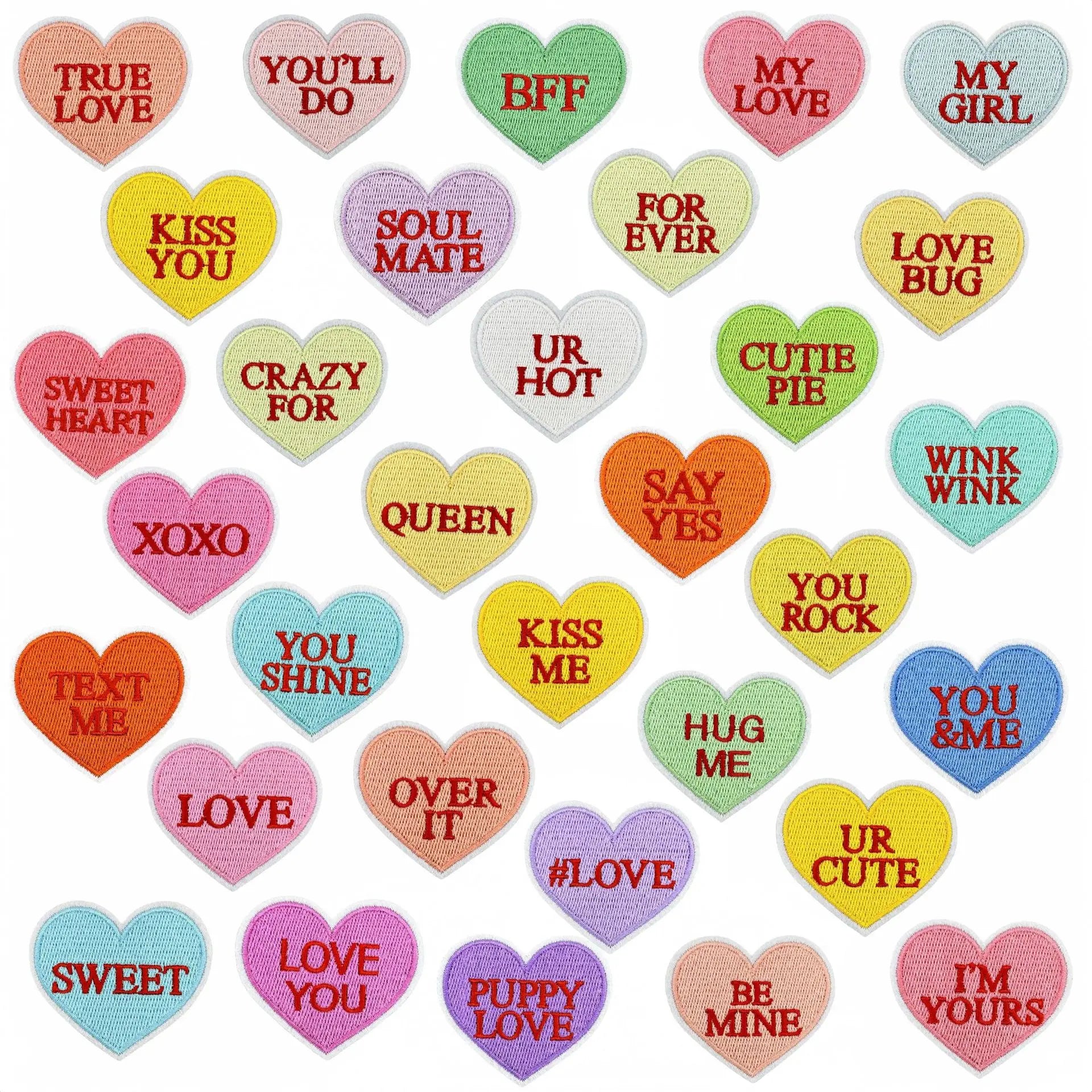 Stock 5.2*6.1cm  Iron on Embroidered Heart With Words Valentine Patch for Hat Bag Decoration