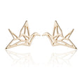 Lintuu Women's Unique Style Trendy Stainless Steel Gold Silver Plated Small Origami Paper Crane Stud Earrings