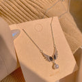 Female Niche Design Sense Zirconia Necklace  Beautiful Little Wings Pearl Pendant Fashion Stainless Steel Jewelry