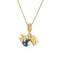 Y257 Wholesale Collar 18k Gold Plated Blue Earth Airplane Camera Zircon Inlaid Heart Shaped CZ Passport Pendant Women Necklaces