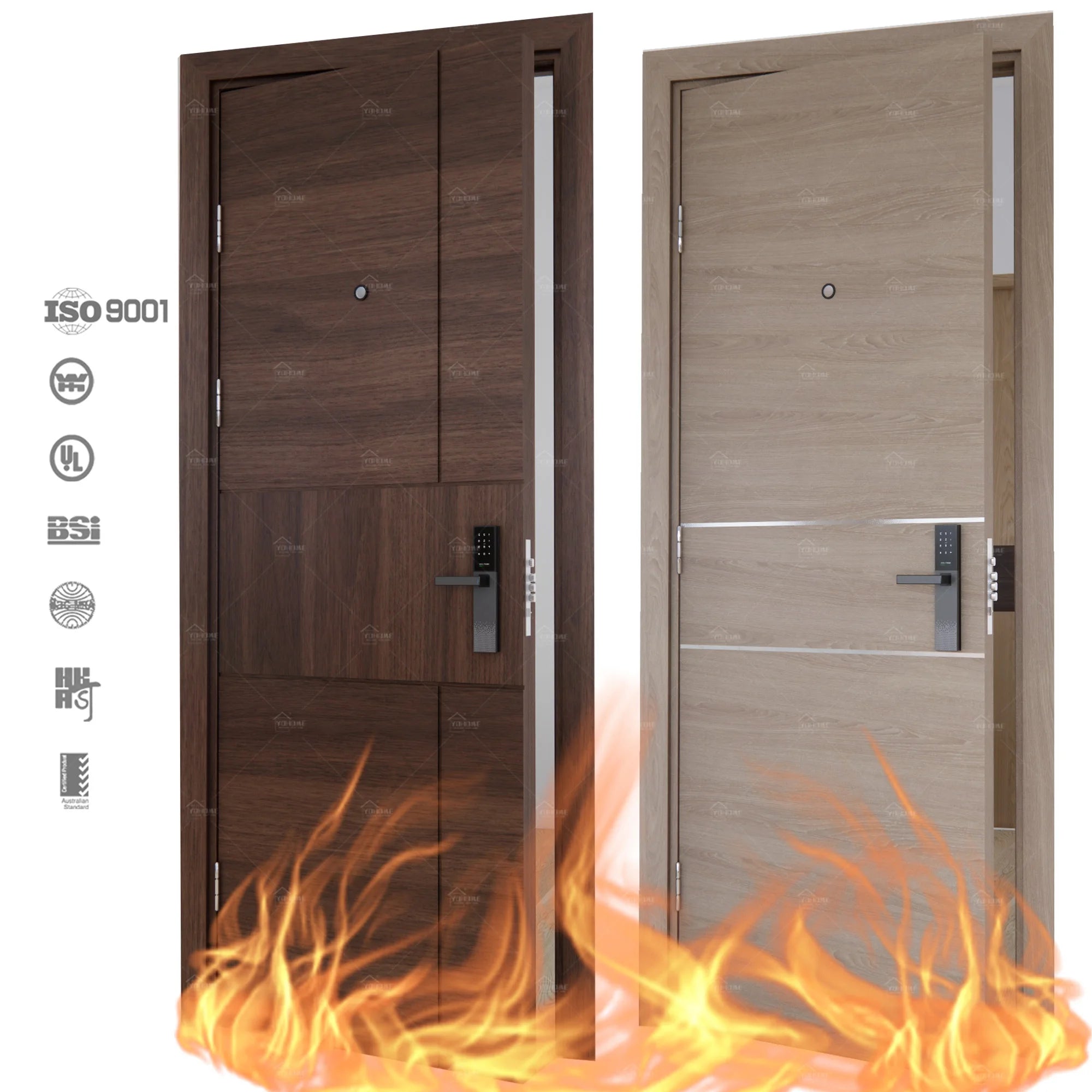 China Top Manufacturer Hotel Wholesale U-L WH Certificated Approve Hotel Fire Rated Modern Room Hotel Fireproof Door