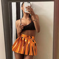 Truen 2026 New Arrival Fashion Solid Color Women's Clothing Summer New Magic PU Pleated Short Skirt Half Leathers Women's Skirt