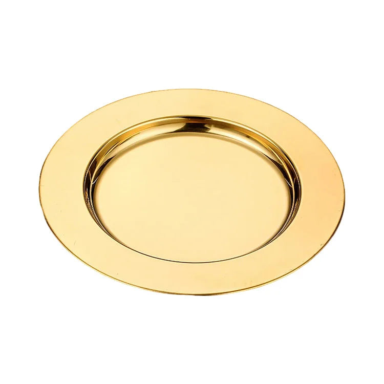 Antique Metal Charger Plate Luxury Gold Color Stainless Steel Round Banquet Charger Plate for Wedding
