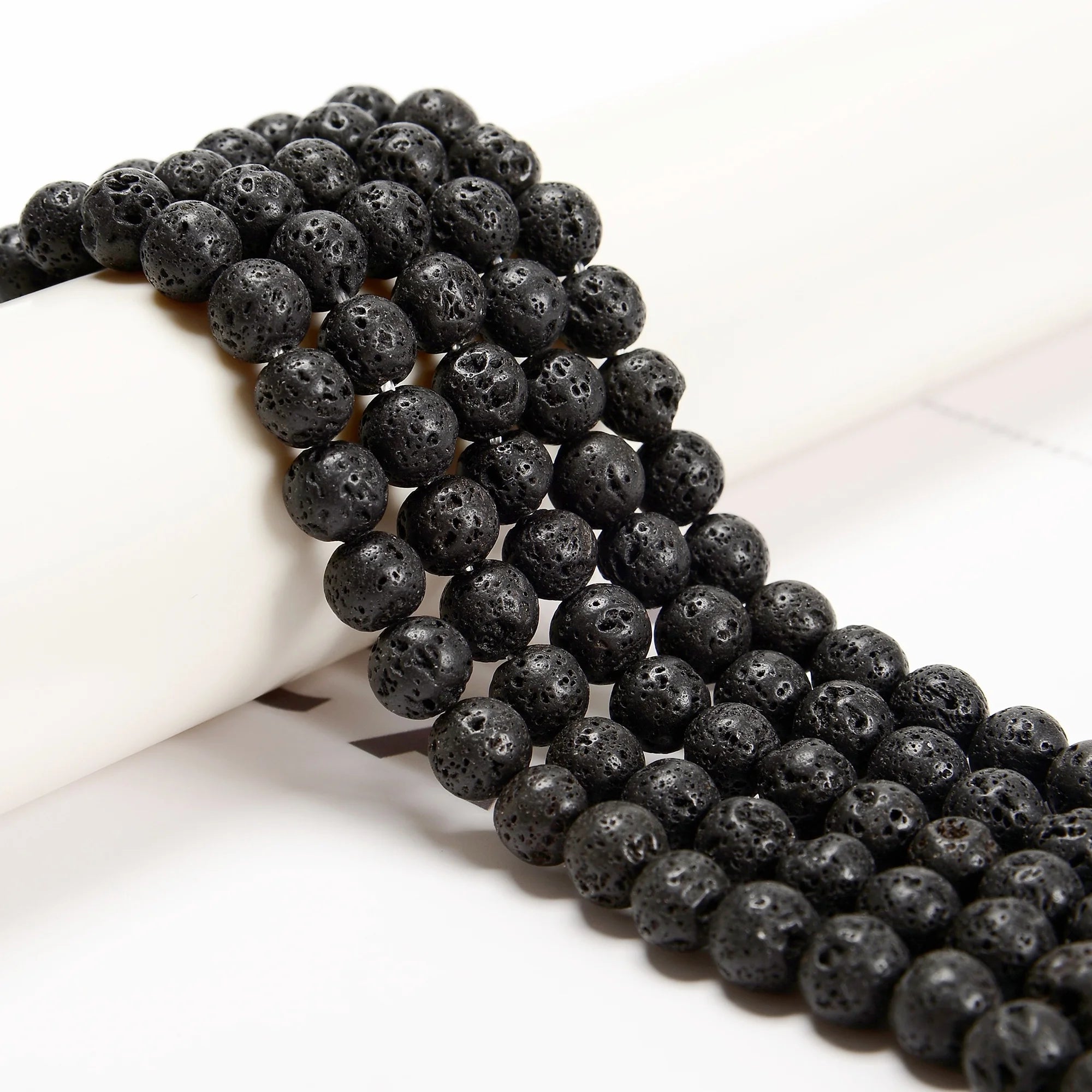 Wholesale Loose Bulk Black Lava Rock Round Beads Volcanic Lava Stone Beads for Bracelet Making 4mm 6mm 8mm 10mm 12mm