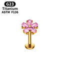 G23 Titanium 16G Piercing Flower Earrings Shinning CZ Screwback Ear Studs Tragus Cartilage Helix Conch Lobe Pierc Jewelry