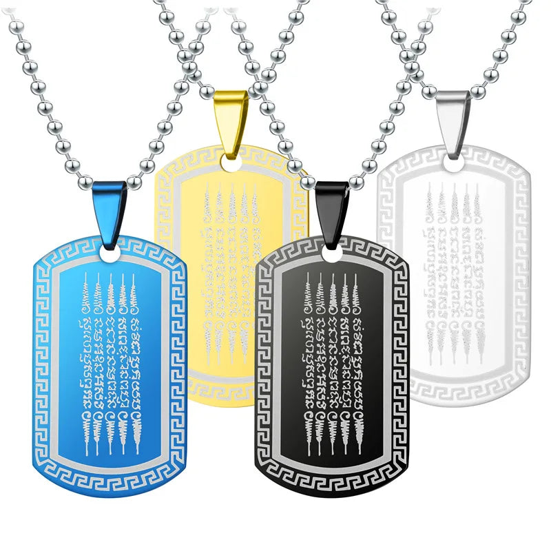 Wholesale Fashion Stainless Steel Hip Hop Style Dog Buddha Pendant Magic Holy 5 Rows Pendant Necklace for Men