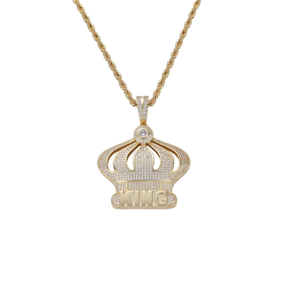 CN362  Brass Setting CZ Pendants Hip Hop Necklace Iced Out Jewelry