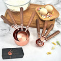Baking Tools 8pcs Stainless Steel Custom Measure of Cooking Measuring Cups and Spoons Set with Wooden Handle