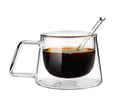6Oz Double Wall Travel Coffee Milk Mug Custom Logo Glass Cup With Handle Coffee Tea Set