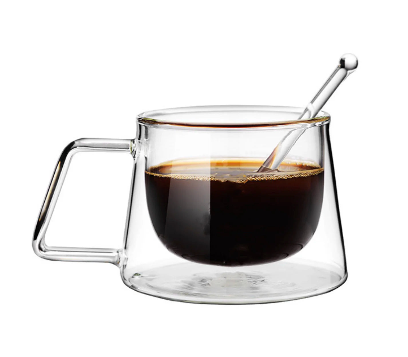 6Oz Double Wall Travel Coffee Milk Mug Custom Logo Glass Cup With Handle Coffee Tea Set