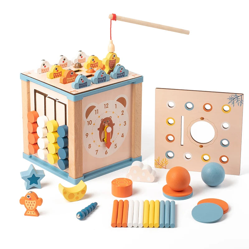 2025 Intellectual Development Montessori Early Education Toy Busy Box Enlightenment Fishing Matching Treasure Box Wooden Toy