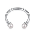 Dylam Hot Selling Items Non Tarnish Hypoallergenic Daily Wear 925 Sterling Silver Rhodium Plated Adjustable Open Pearl Rings