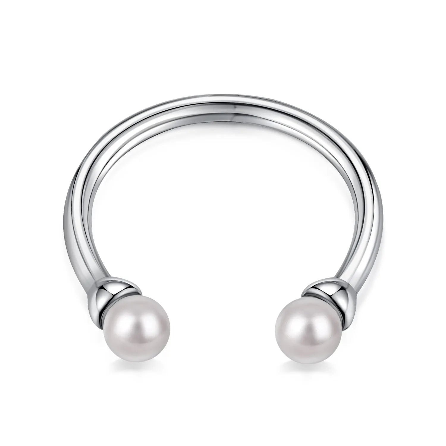 Dylam Hot Selling Items Non Tarnish Hypoallergenic Daily Wear 925 Sterling Silver Rhodium Plated Adjustable Open Pearl Rings
