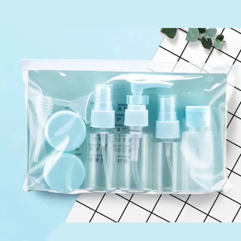 LeakProof Squeezable & Refillable Toiletry Containers Kit Plastic Travel Bottles Set Travel Kit Bottle Cosmetic with Bag