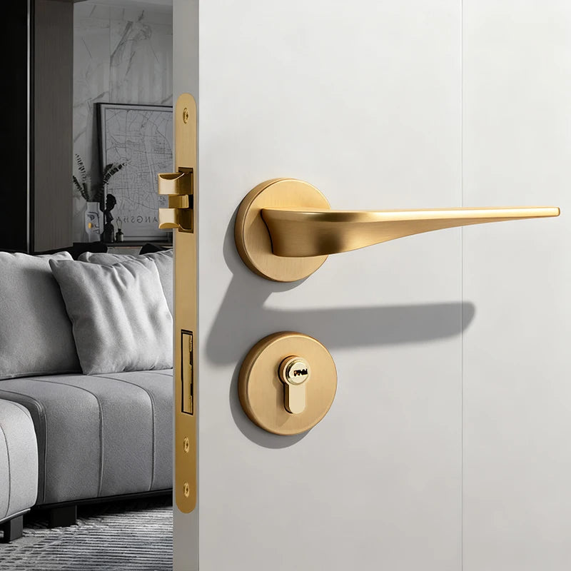 Zinc Alloy Lever Door Handle Safety Unique Privacy Passage Safety Door Handle and Lock Set