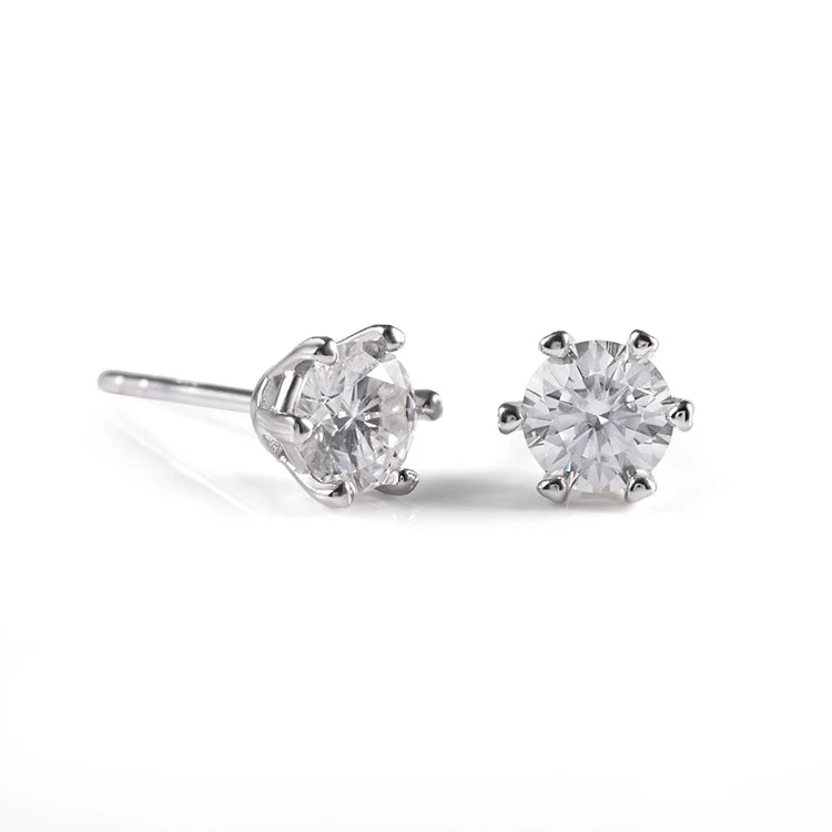 Fashion 0.5-1ct VVS Moissanite Diamond Earrings Women Jewelry 925 Sterling Silver 6 Prongs Moissanite Stud Earring Birthday Gift