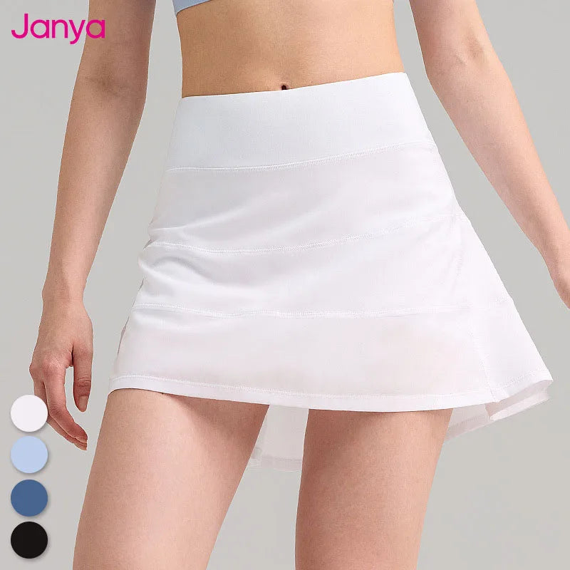Janya High Waist Workout Training Skirt Quick Drying False-Two Piece Pocket Outdoor Fitness Golf Tennis Sports Skirt for Women
