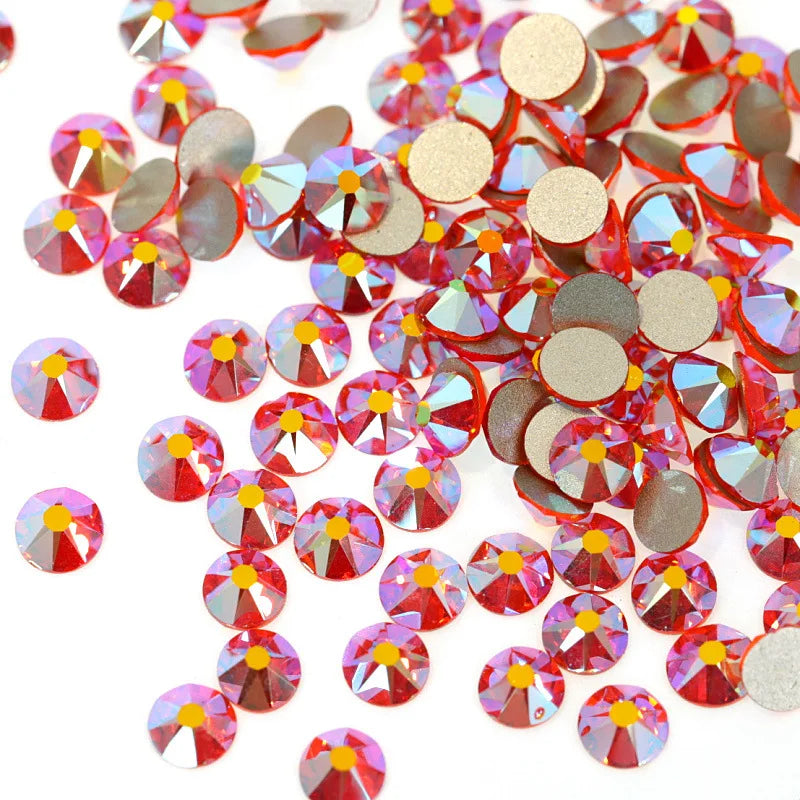 16 Cutting Facets Non Hot-fix Crystal Round Rhinestone Diamond Glass Flat Back Rhinestone for Nail Decoration