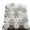 Carrara White Daisy Field Flower Waterjet Mosaic Tile Polished 10mm Marble Parquet for Modern Interior Walls Floors Backsplashes