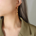 ES1123 Wholesale High Quality Non Tarnish 18K Gold Stainless Steel Tassel Disc Link Chain Charm Hoop Earrings for Ladies