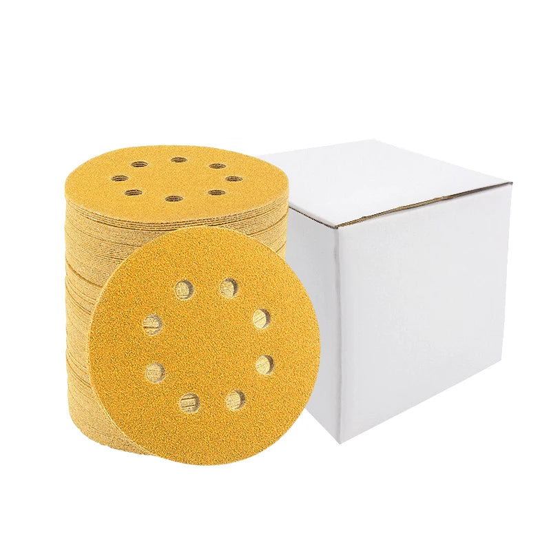 100pcs Assorted Sandpaper P 40 5-Inch 8-Hole Hook and Loop Sanding Discs 220-Grit Random Orbit Round Abrasive Sandpaper