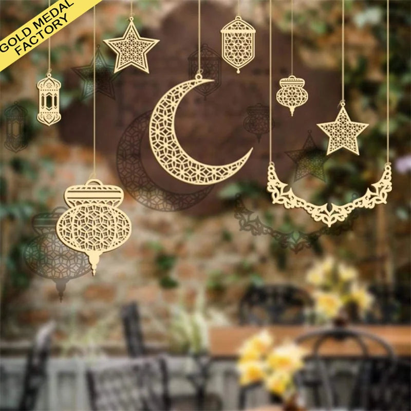 Ramadan Lantern Eid Mubarak Kareem Muslim Islamic Wall Art Wood Hanging Cutout Ramadhan Decor Ramadan Lantern