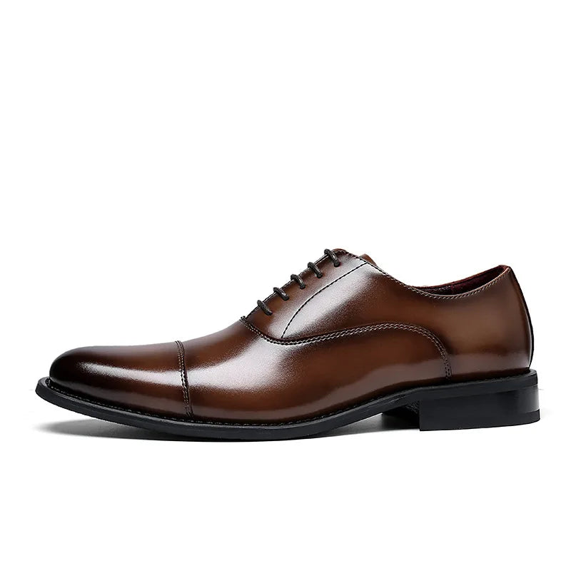 Men's Classic Retro Business Oxford Shoes Genuine Leather Comfortable Breathable Design Height Increasing