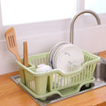 Kitchen Sink Side Draining Dish Drying Rack Drain Storage Basket With Utensil Holder and Drainboard