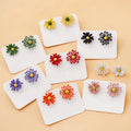 Jachon Asymmetrical Colorful Little Daisy Flower Stud Earrings Irregular Petal Earring Jewelry for Women