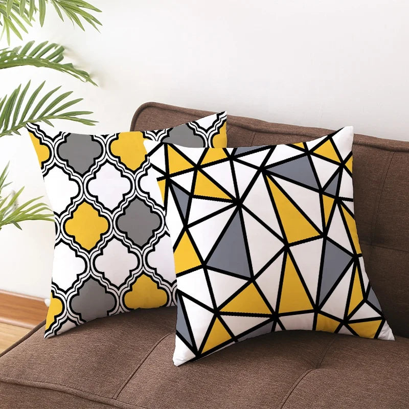RUIYI Modern Customized 45*45cm Polyester Geometry Pattern Non-Toxic Digital Printed Square Cushion Cover Zipper Closure for